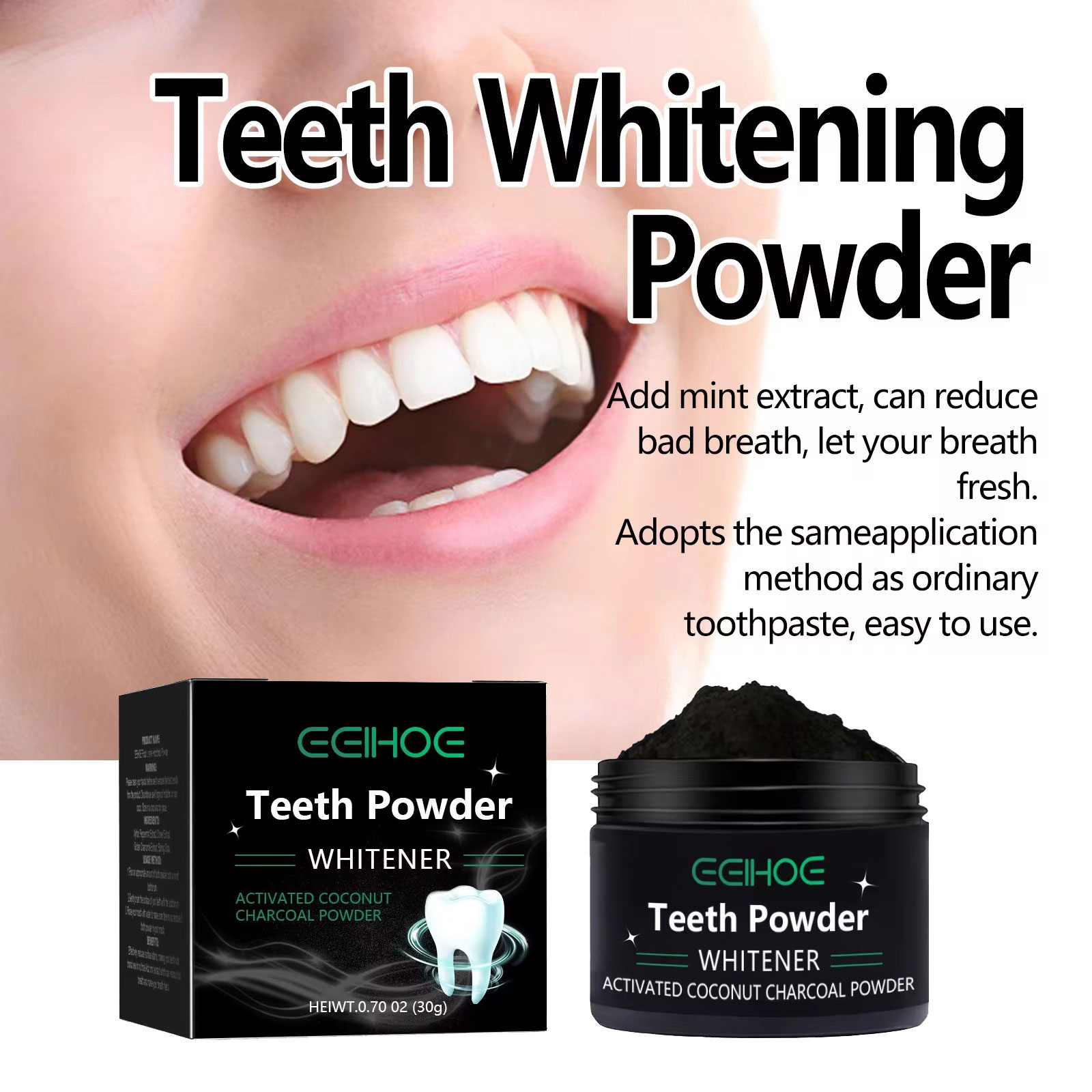 EELHOE poudre de charbon de bo - Whitening Powder Activated avis et prix