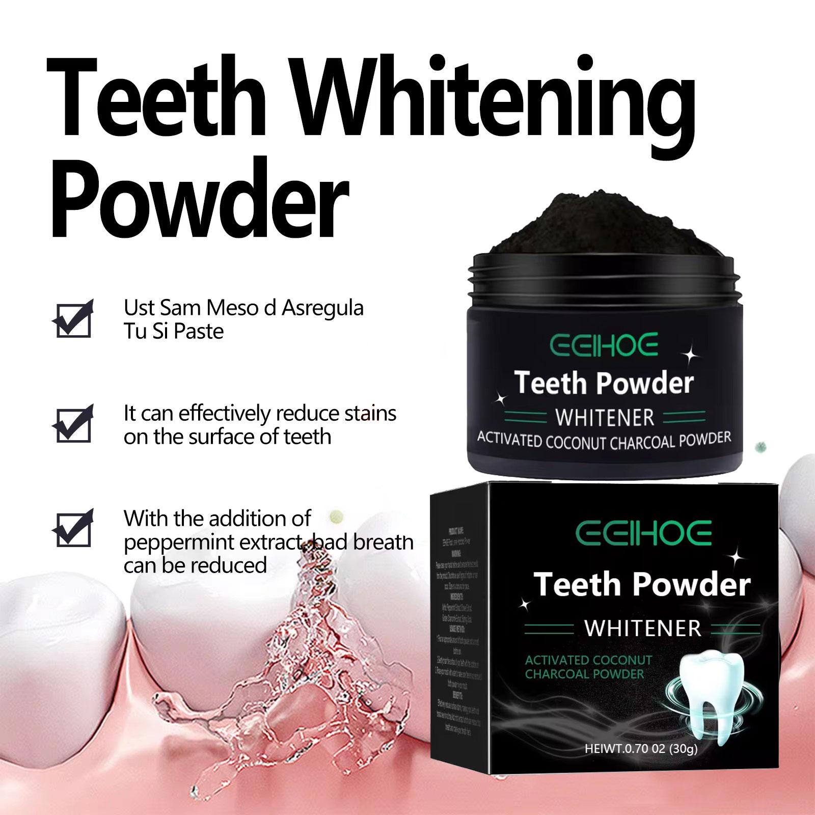 EELHOE poudre de charbon de bo - Whitening Powder Activated avis et prix